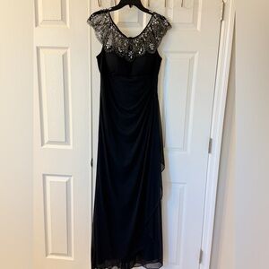 Xscape Black Maxi Dress with Silver Accents